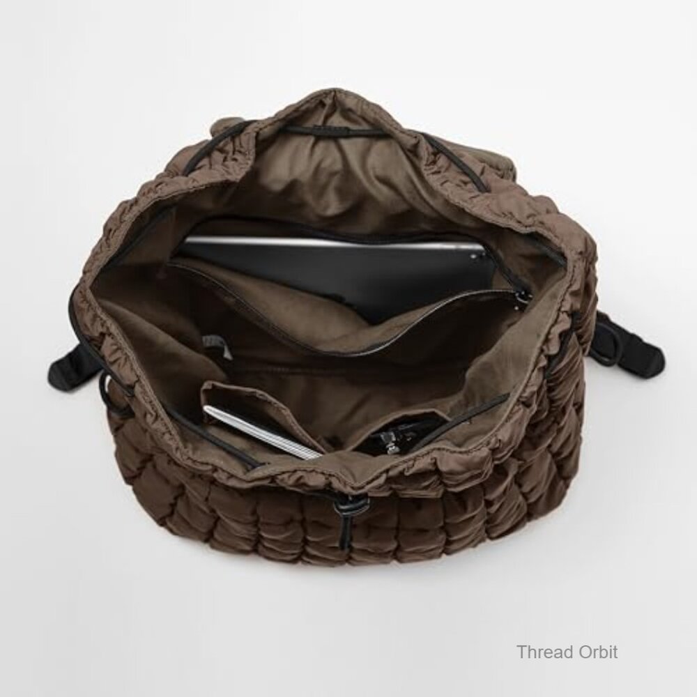 Lightweight Quilted Backpack with Padding Drawstr… - image 5